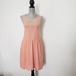 Lush Nordstom Peach Sleeveless Mesh Dress S